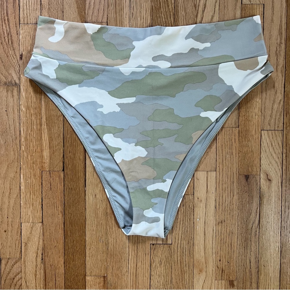 NWOT Aerie Camouflage High-Cut Cheeky Bikini Bottom | XL